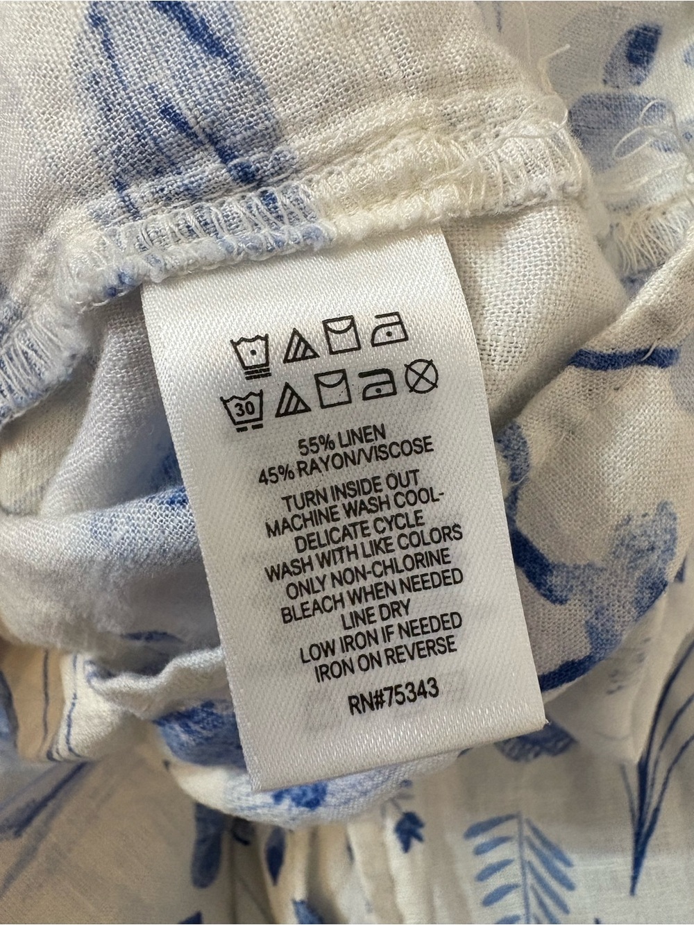 Cynthia Rowley Linen Blend White Button Down Maxi Dress with Blue Leaf Print XS - Picture 9 of 10